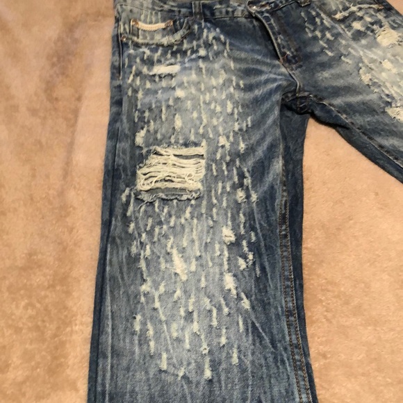 Heritage America flawless 36 x 32 Distressed denim Blue Jeans shredded flawless - Picture 5 of 8